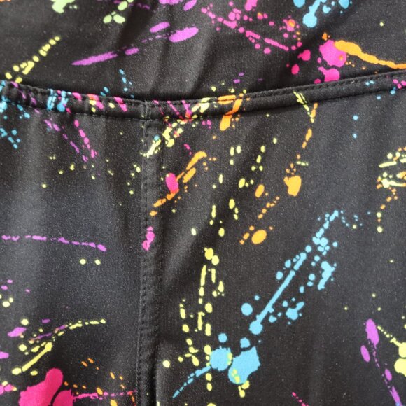 Tipsey Elves Bright Colorful Splatter Paint 80s Vibe Leggings XL - Picture 5 of 8
